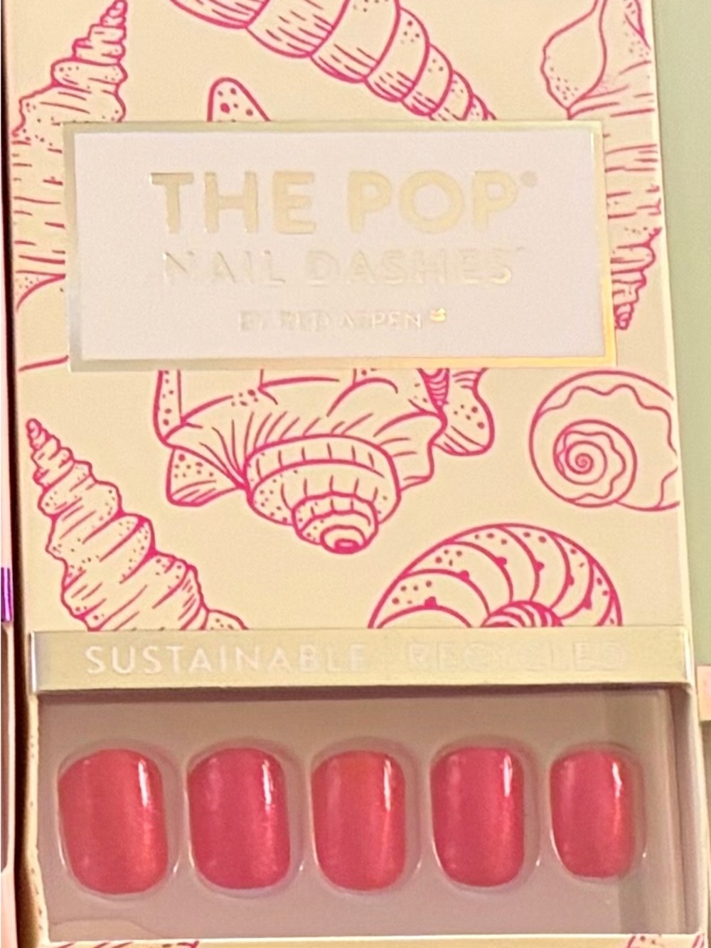 THE POP Coral Pink Press-On Nail Dashies – 10-Piece Set
